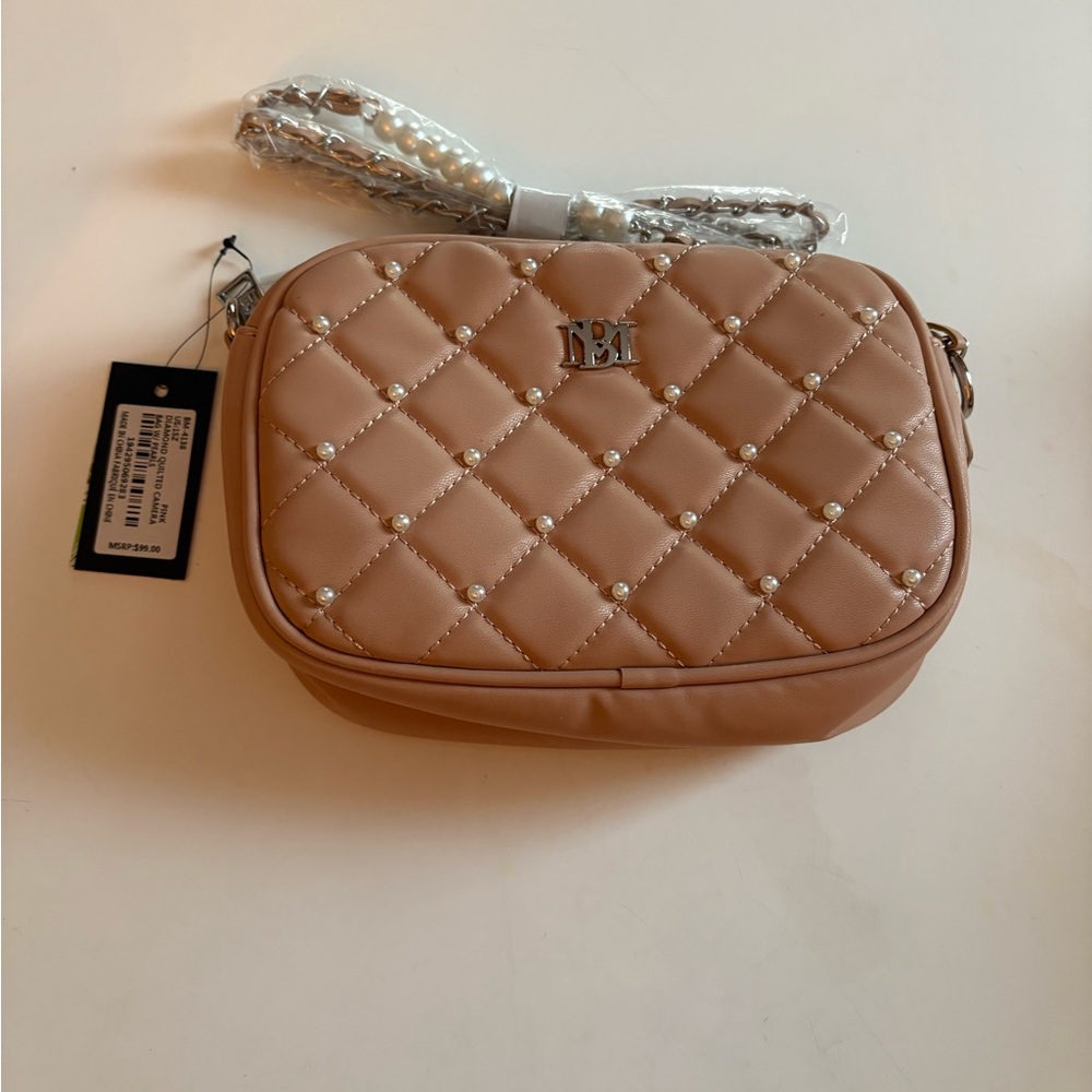 NWT Badgley Mischka Quilted Tan Crossbody Bag - Picture 2 of 3